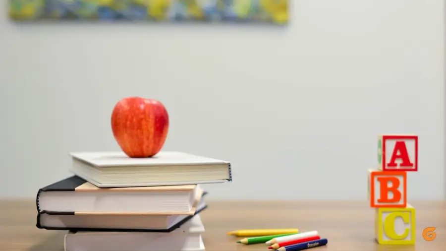 School supplies on a yellow background