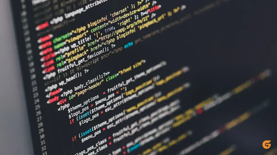 Programming code on a laptop screen