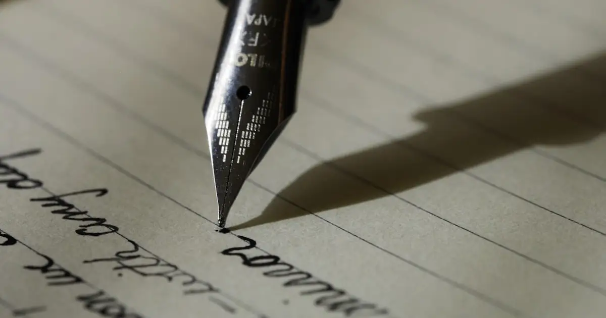 A fountain pen writing on paper