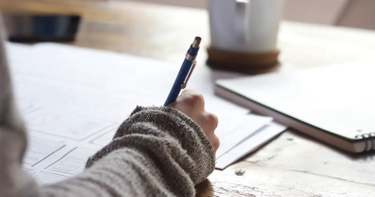 Taking lecture notes in a notebook